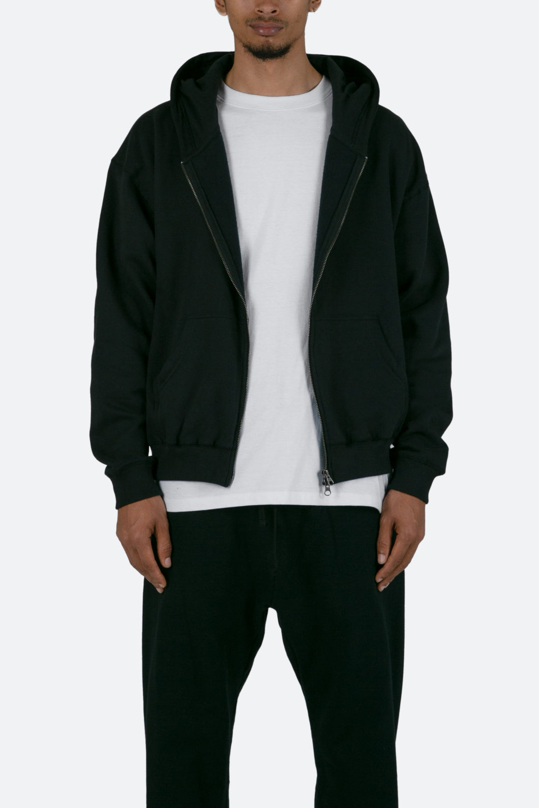 Basic Zip Up Hoodie - Black